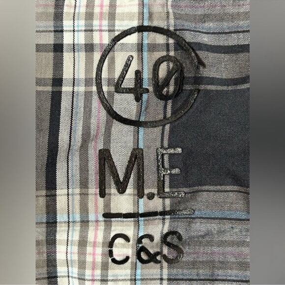 Marc Ecko Deadly Threads Plaid Button-Up Shirt XXL – Black, Grey & Blue - Picture 9 of 14